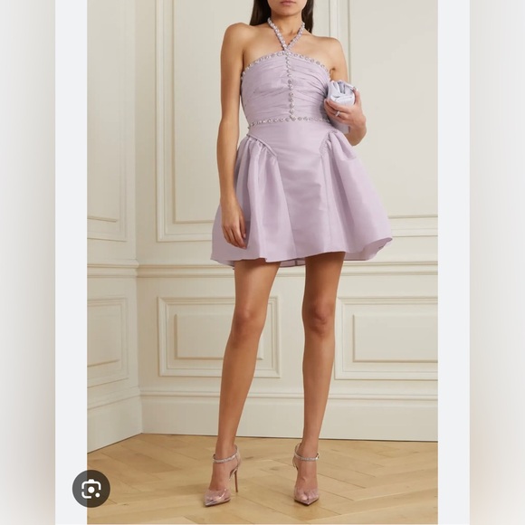 Self-portrait Crystal embellished halter neck mini dress lilac - Picture 6 of 9